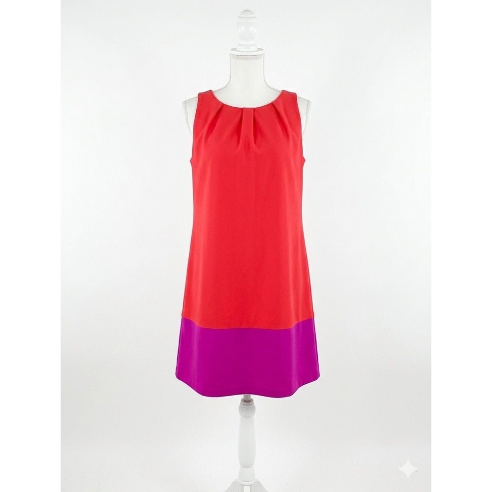 Jude Connally Red Pink Colorblock Sleeveless Shift Dress Medium 131946 Style 171